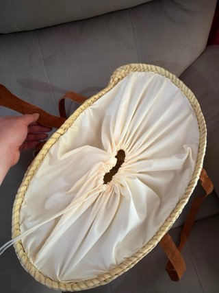 Capazo de mimbre con cuero Cesta / capazo