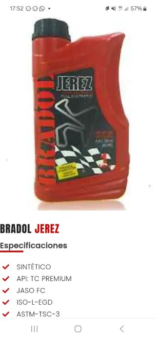 8 Litros Aceite Bradol Jerez Sintético