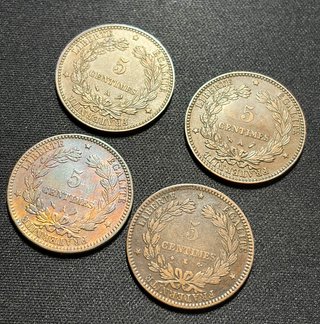 LOTE X4=5 Centimes Francia France 1896 2x1897 1872