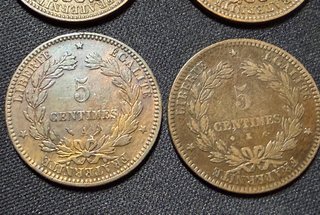 LOTE X4=5 Centimes Francia France 1896 2x1897 1872