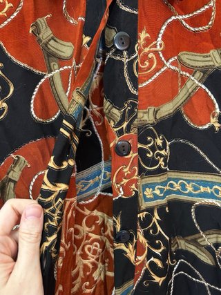 Camisa Vintage Albella Marrón Estampada XL