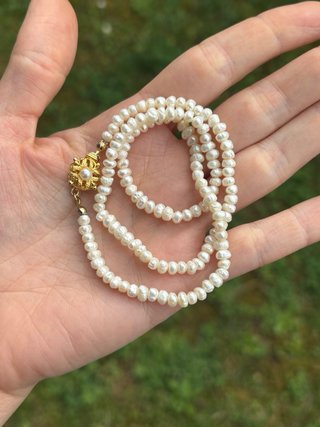 Collana vintage perle di fiume naturali