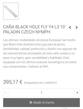 Caña Black Hole Paladín 10' #3 Czech Nymph NUEVA