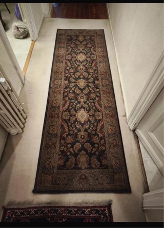 Alfombra Pasillera Beige y Azul