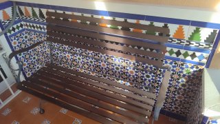Mesa y banco de jardín, marrón oscuro