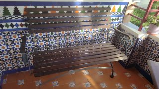 Mesa y banco de jardín, marrón oscuro