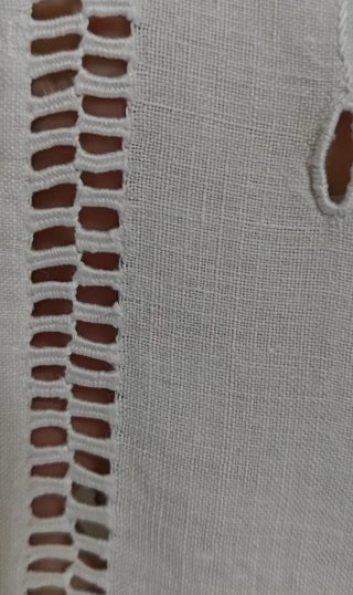 Lenzuolo matrimoniale lino antico punto intaglio