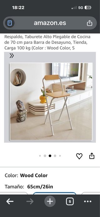 Taburete plegable madera y metal