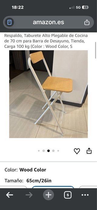 Taburete plegable madera y metal