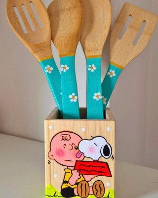 Set di Cucchiai di Legno Decorati Snoopy