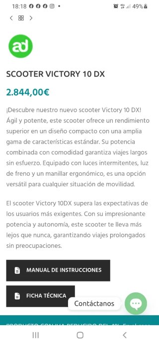 Moto Inválido Victory 10 DX