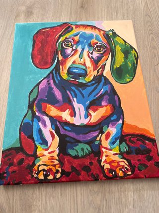 Cuadro de perro salchicha