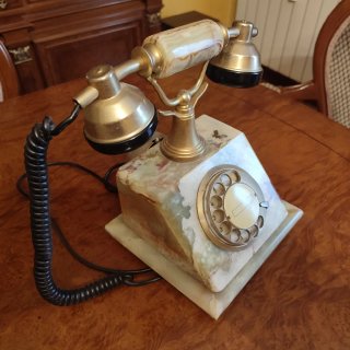 Teléfono Vintage Mármol Ónix Dorado