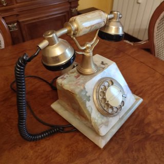 Teléfono Vintage Mármol Ónix Dorado