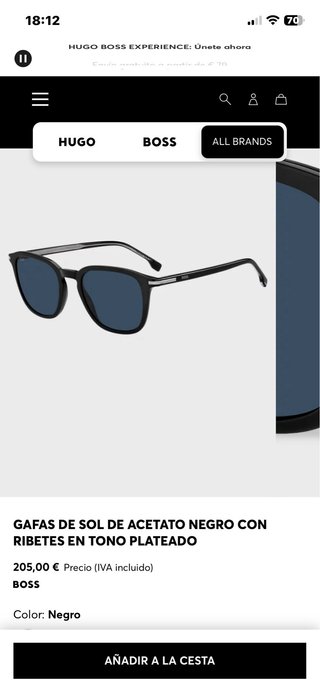 Gafas de sol BOSS negras