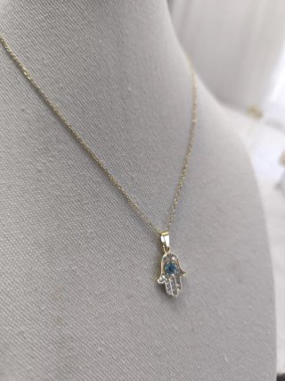 Collar Mano de Fátima con circonitas