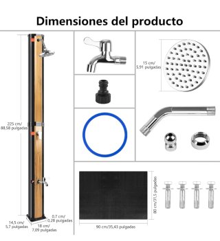 Ducha Solar 40L Exterior Madera Negra
