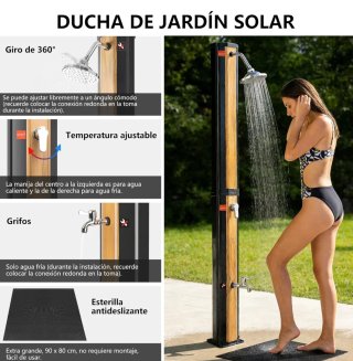 Ducha Solar 40L Exterior Madera Negra