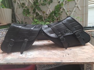 Alforjas Moto Custom Piel Negra