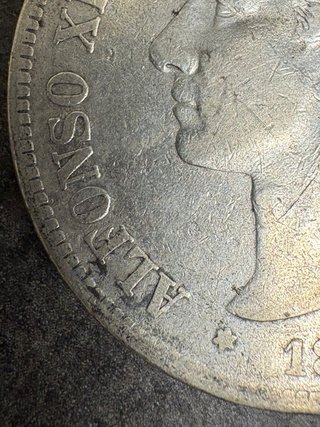 Moneda 5 Pesetas 1876, 25 gr plata 900