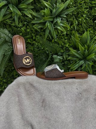 Sandalias Michael Kors Hannah Flat Slide Marrón