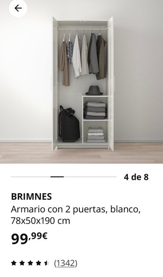 Armario Brimnes Ikea 2 puertas blanco