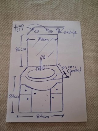 Mueble de baño madera con espejo