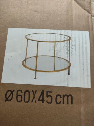 Mesa auxiliar redonda dorada cristal