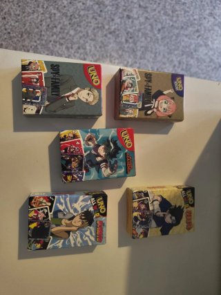 Lote 5 Cartas UNO Anime (Naruto, BNHA, Boruto, Spy