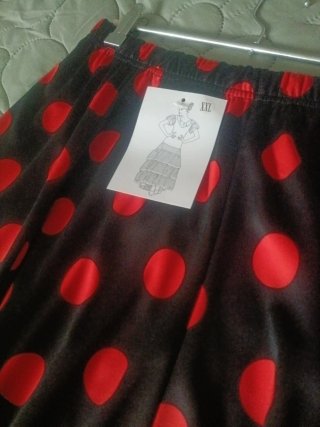 Falda Rociera Flamenca Lunares Rojo y Negro