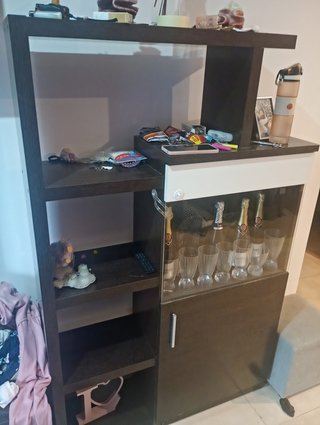 Muebles de salón madera y cristal