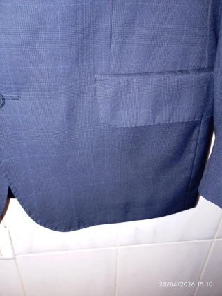 Chaqueta de traje azul a cuadros