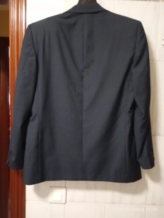 Chaqueta de traje azul a cuadros