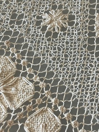 Copriletto in pizzo filet avorio 200x220
