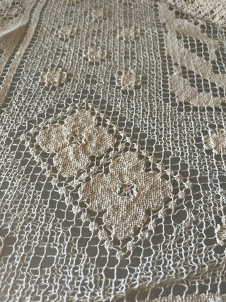 Copriletto in pizzo filet avorio 200x220