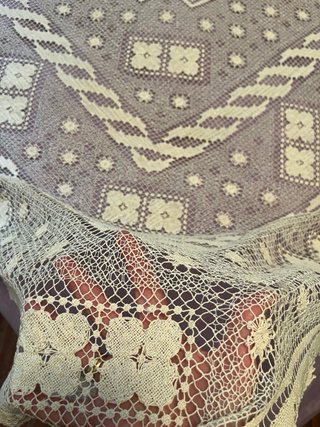 Copriletto in pizzo filet avorio 200x220