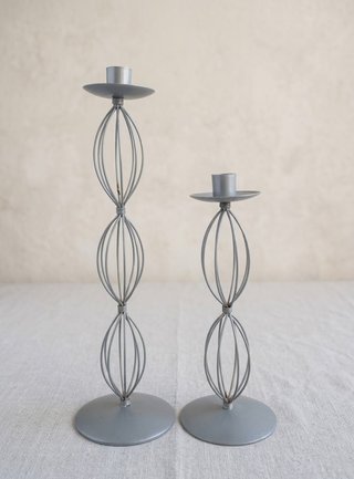 Pareja Candelabros Diseño Minimalista Gris