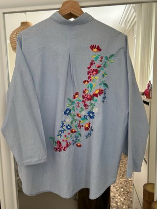 Camisa oversize azul mujer