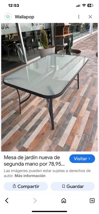Mesa de terraza cristal y metal