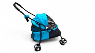 Carrito para mascotas azul y negro