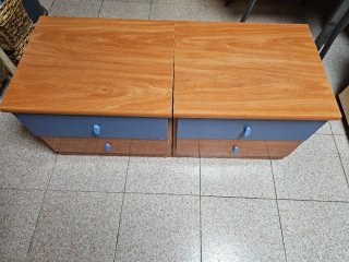 Mesitas de Noche Madera y Azul (2uds)