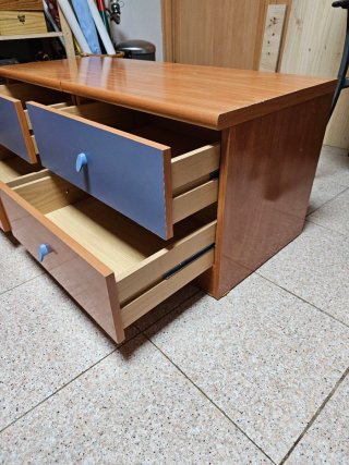 Mesitas de Noche Madera y Azul (2uds)