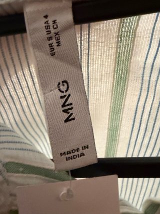 Camisa Mango Rayas Verdes Talla S