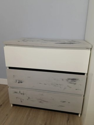 Cajonera Ikea Madera Gris y Blanca pintada