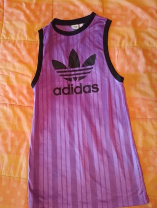 Vestito Adidas donna viola a righe canotta vintage