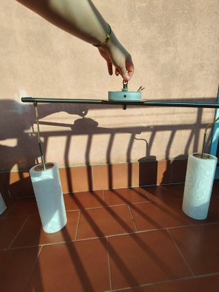 Lampadario moderno 2 luci metallo a sospensione