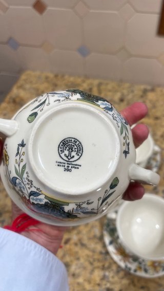 3 Tazas Consomé con Platos Porcelana