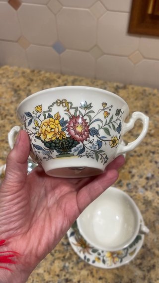 3 Tazas Consomé con Platos Porcelana