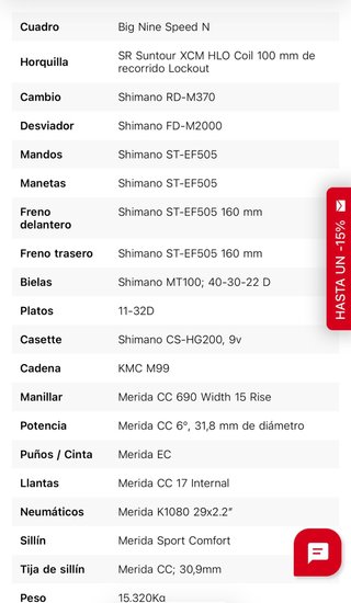 Merida Big Nine 40, Talla L