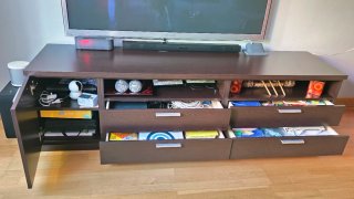 Mueble TV moderno + estanteria + 2 módulos wengue